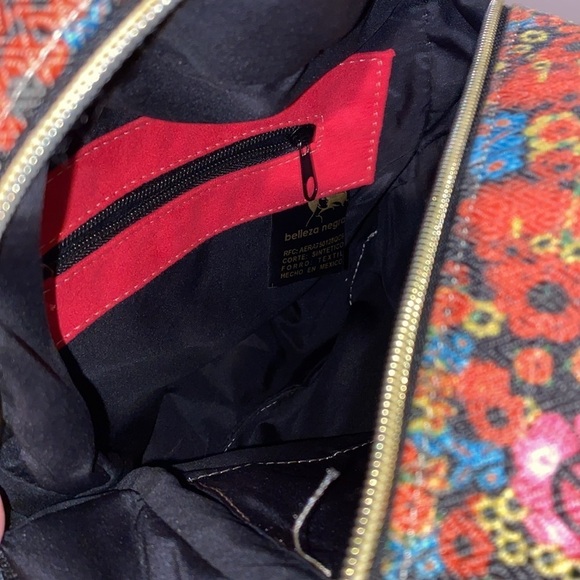 Frida kahlo ditzy floral metallic mini backpack purse bag - Picture 7 of 10